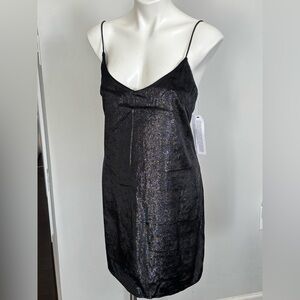Topshop Black Shimmer Slip Mini Dress
